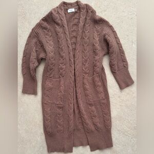 Cozy Brown Cable Knit Boutique Cardigan Sweater